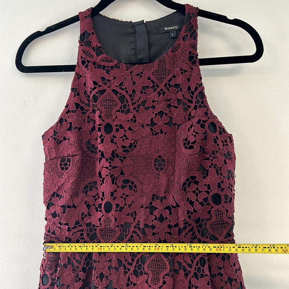NEW RW&Co. Stunning Lace maroon/black dress - Picture 5 of 11